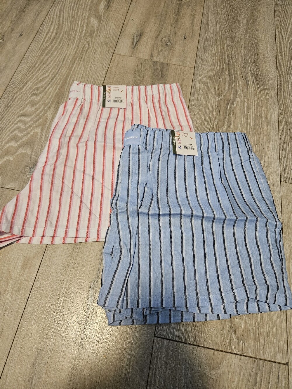 Lot of 2 Joyspun Womens XL Woven Sleep Shorts Striped Pink Blue Cotton Blend NWT